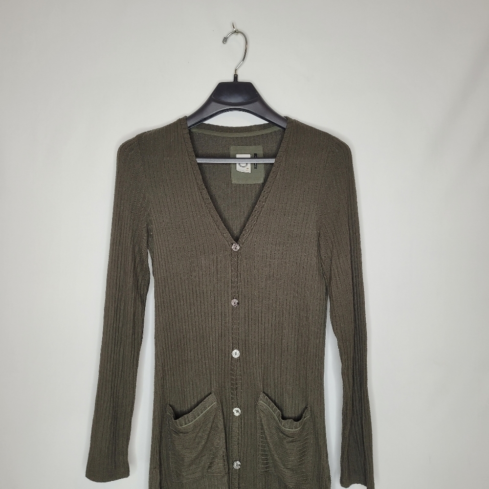 Anthropologie Green Knit Cardigan Sweater Dress - Picture 3 of 14